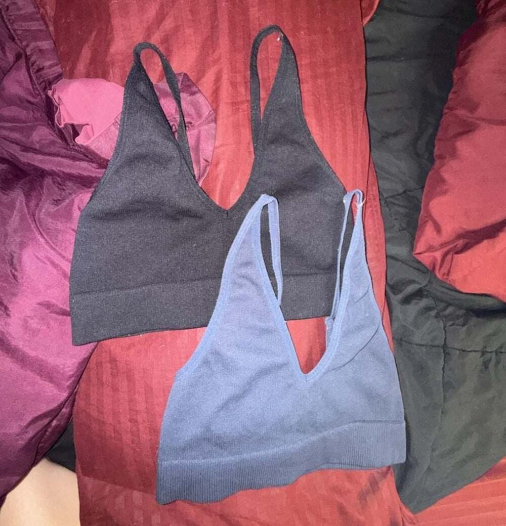 Garage Seamless Ribbed V-Neck Bralette Lot of 2 Black Blue Size S/P